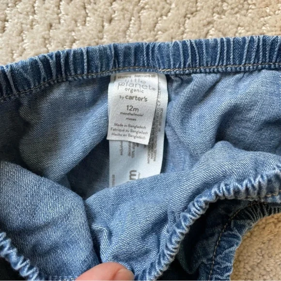 Carters Little Planet Denim Dress & Diaper Cover 12 Months - Picture 3 of 3